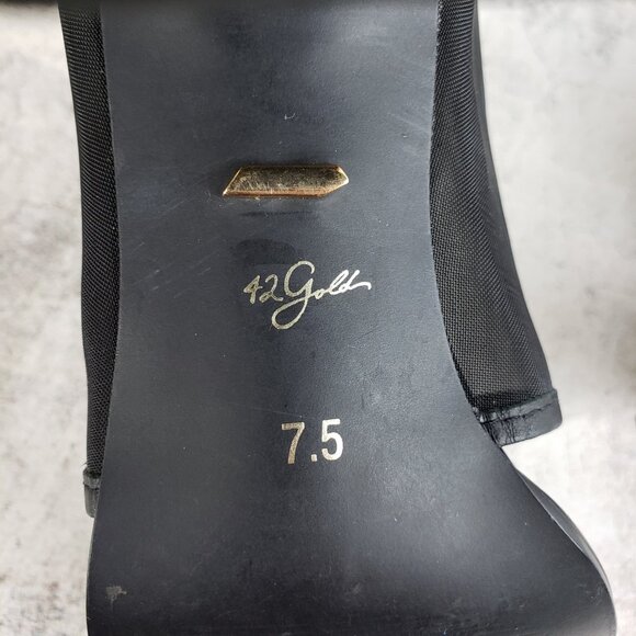 42 Gold Linx Black Leather Mesh Slide Sandals Heels size 7.5M Cocktail Evening - Picture 11 of 16